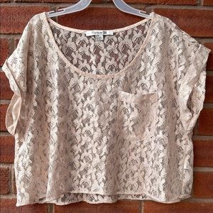 Forever 21 Dusty Rose Butterfly Lace Crop Top